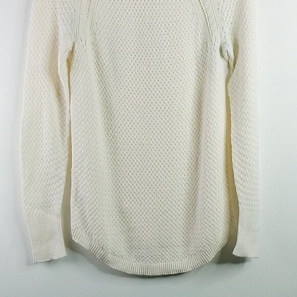 Loft - Cream/Ivory Long Sleeve Scoop Wool Blend Neck Sweater - Small - Picture 2 of 6